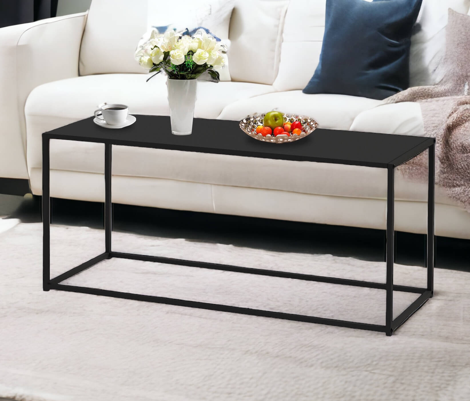 Couchtisch Schwarz Metall Eckig 110 X 50 X 40 Cm-Dandibo pertaining to Wohnzimmer Beistelltisch Couchtisch Schwarz Metall Eckig 110 X 50 X 40 Cm Dandibo Pertaining To Wohnzimmer Beistelltisch