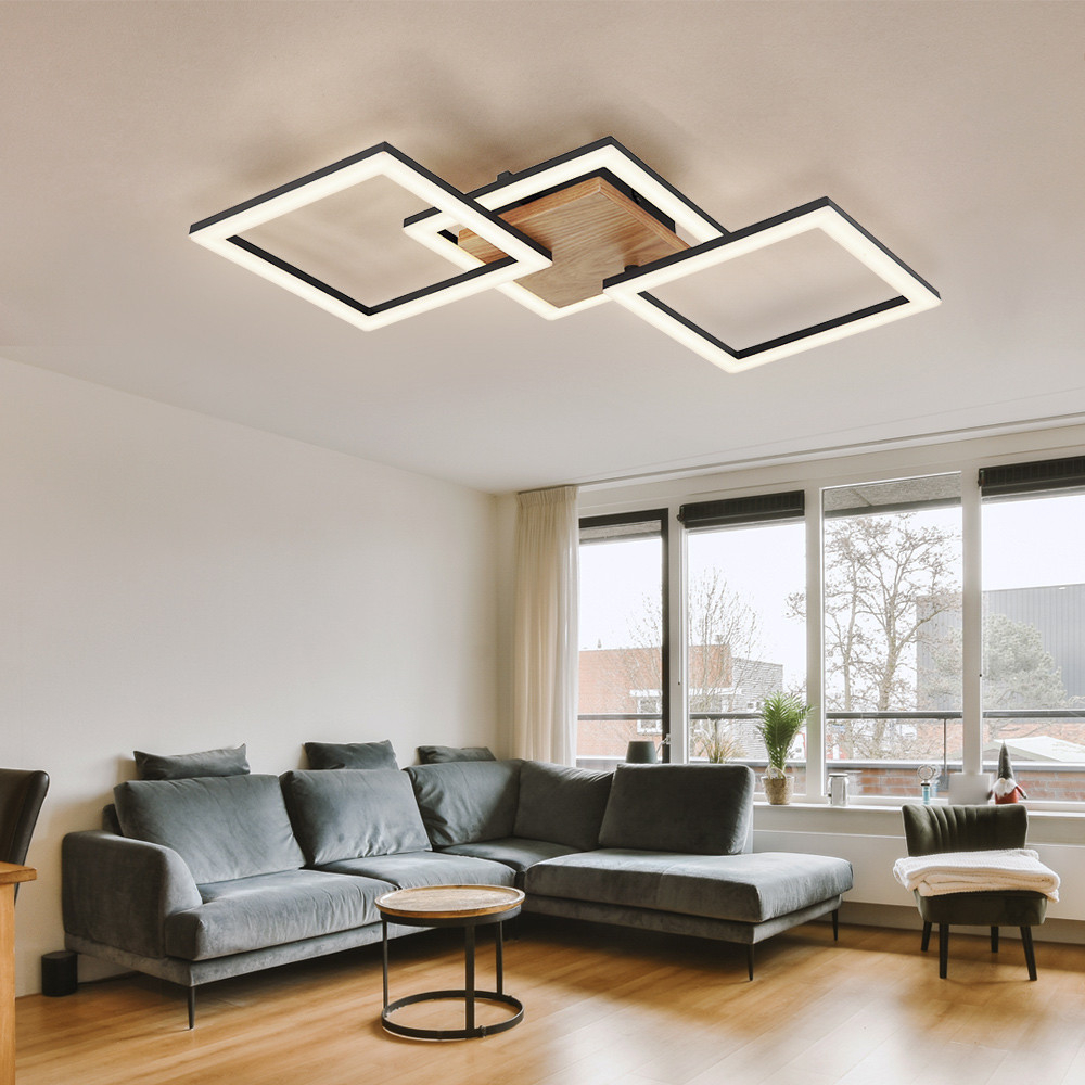 Deckenlampe Led Deckenleuchte Holz Schwenkbar Wohnzimmerleuchte Decke  Schwarz, Metall Opal, 30W 2200Lm Warmweiß, Lxbxh 66X31X7,5 Cm, | Etc Shop pertaining to Wohnzimmerleuchte Deckenlampe Led Deckenleuchte Holz Schwenkbar Wohnzimmerleuchte Decke  Schwarz, Metall Opal, 30W 2200Lm Warmweiß, Lxbxh 66X31X7,5 Cm, | Etc Shop Pertaining To Wohnzimmerleuchte