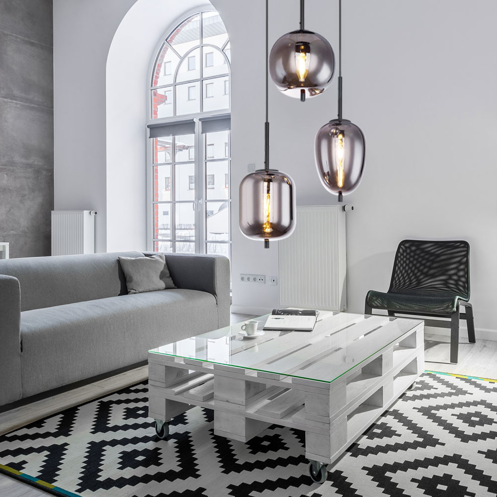 Hängeleuchte Wohnzimmer Pendellampe Designleuchte Esstischlampe 3-Flammig  Mit Glasschirm, Metall Rauch, 3X E14, Dxh 46X120 Cm, | Etc Shop with regard to Hängeleuchten Wohnzimmer Hängeleuchte Wohnzimmer Pendellampe Designleuchte Esstischlampe 3-Flammig  Mit Glasschirm, Metall Rauch, 3X E14, Dxh 46X120 Cm, | Etc Shop with regard to Hängeleuchten Wohnzimmer