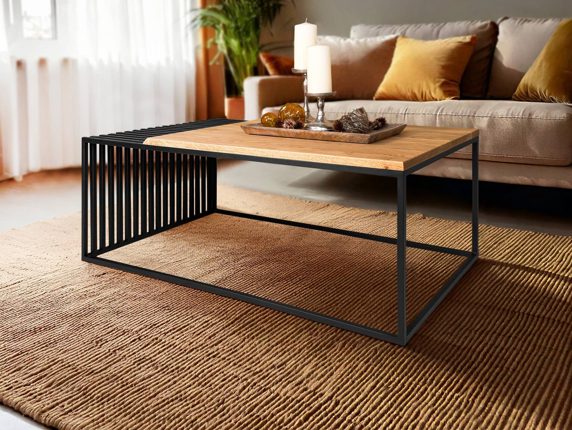 Jezz Couchtisch, Material Massivholz/Metall, Eiche Geölt/Schwarz pertaining to Couchtisch Eiche Metall Jezz Couchtisch, Material Massivholz/Metall, Eiche Geölt/Schwarz pertaining to Couchtisch Eiche Metall