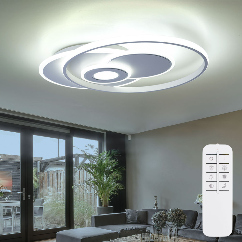 Led Deckenleuchte, Dimmbar, Fernbedienung, Chromring, L54Cm in Ausgefallene Deckenleuchten Wohnzimmer Led Deckenleuchte, Dimmbar, Fernbedienung, Chromring, L54Cm In Ausgefallene Deckenleuchten Wohnzimmer