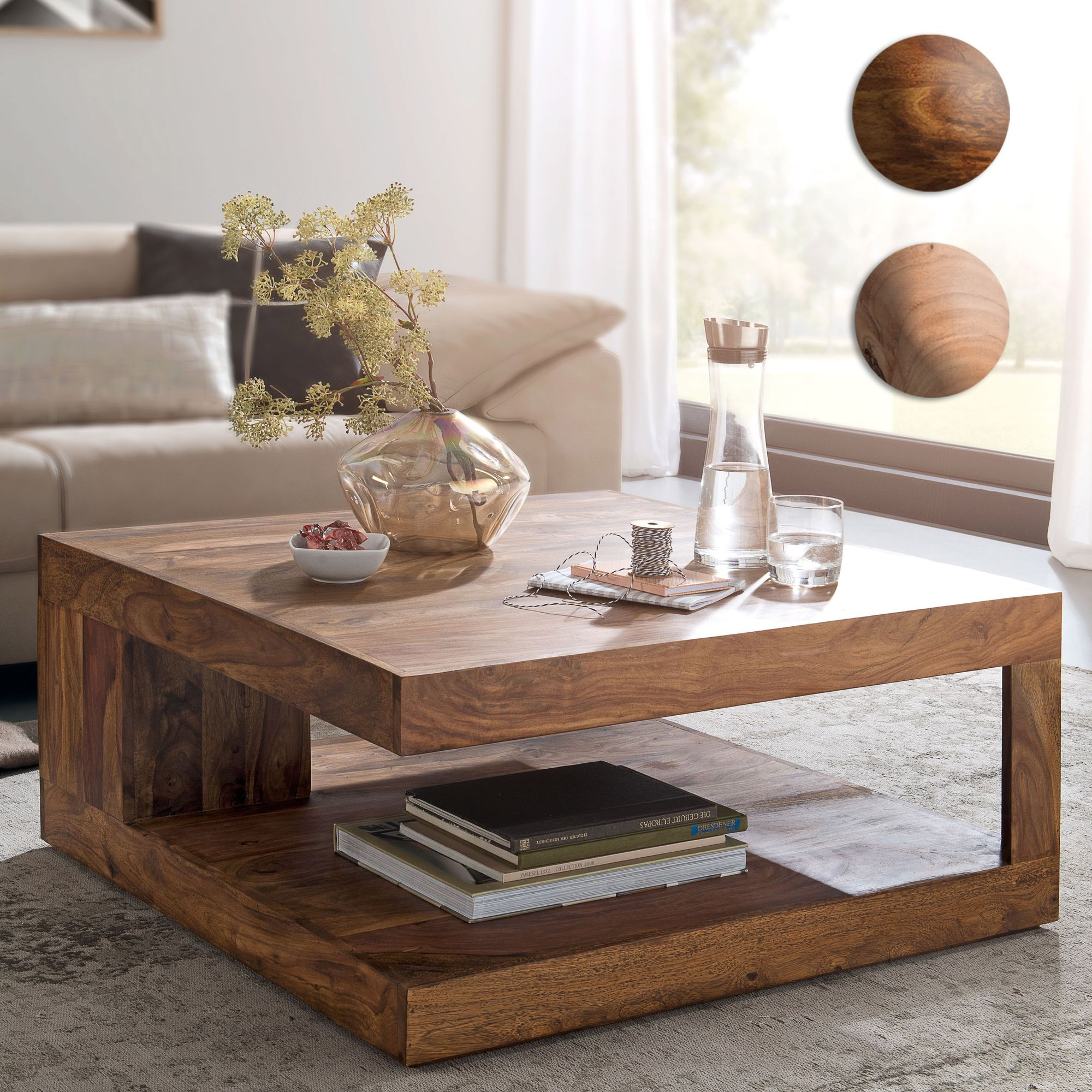 Massiver Couchtisch Patan 90 X 90 Cm Wohnzimmertisch Holz Tisch Massiv  Ablage regarding Wohnzimmertisch Massiver Couchtisch Patan 90 X 90 Cm Wohnzimmertisch Holz Tisch Massiv  Ablage Regarding Wohnzimmertisch