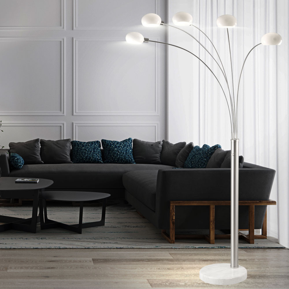 Stehlampe, Marmor, Glas Weiß, 5-Flammig, Dimmer, H 210 Cm regarding Moderne Stehlampen Wohnzimmer Stehlampe, Marmor, Glas Weiß, 5 Flammig, Dimmer, H 210 Cm Regarding Moderne Stehlampen Wohnzimmer