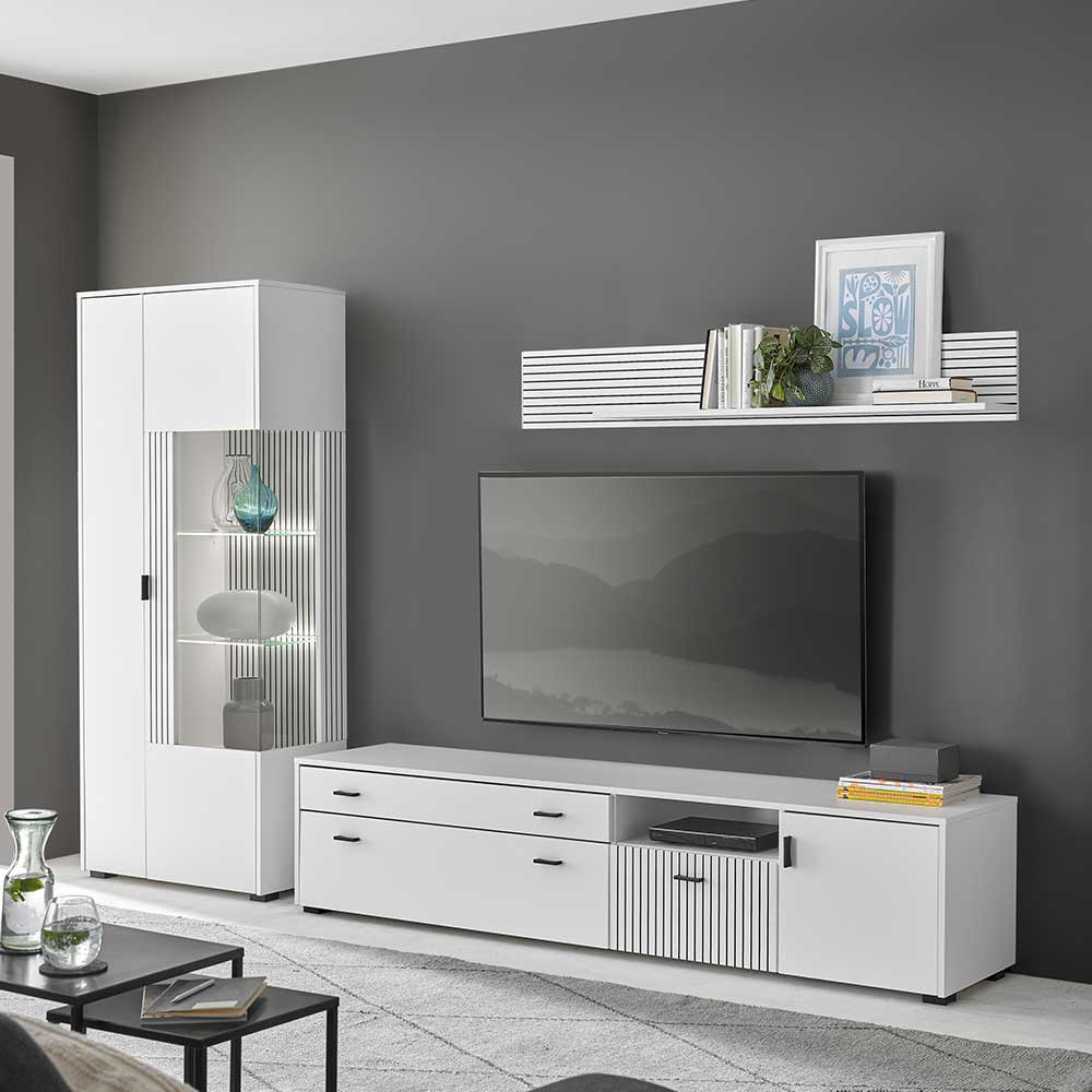 Weiße Wohnwand-Kombi Modern - 275 Cm Breit - Dualkos (Dreiteilig) throughout Weisse Wohnwand Weiße Wohnwand-Kombi Modern - 275 Cm Breit - Dualkos (Dreiteilig) throughout Weisse Wohnwand