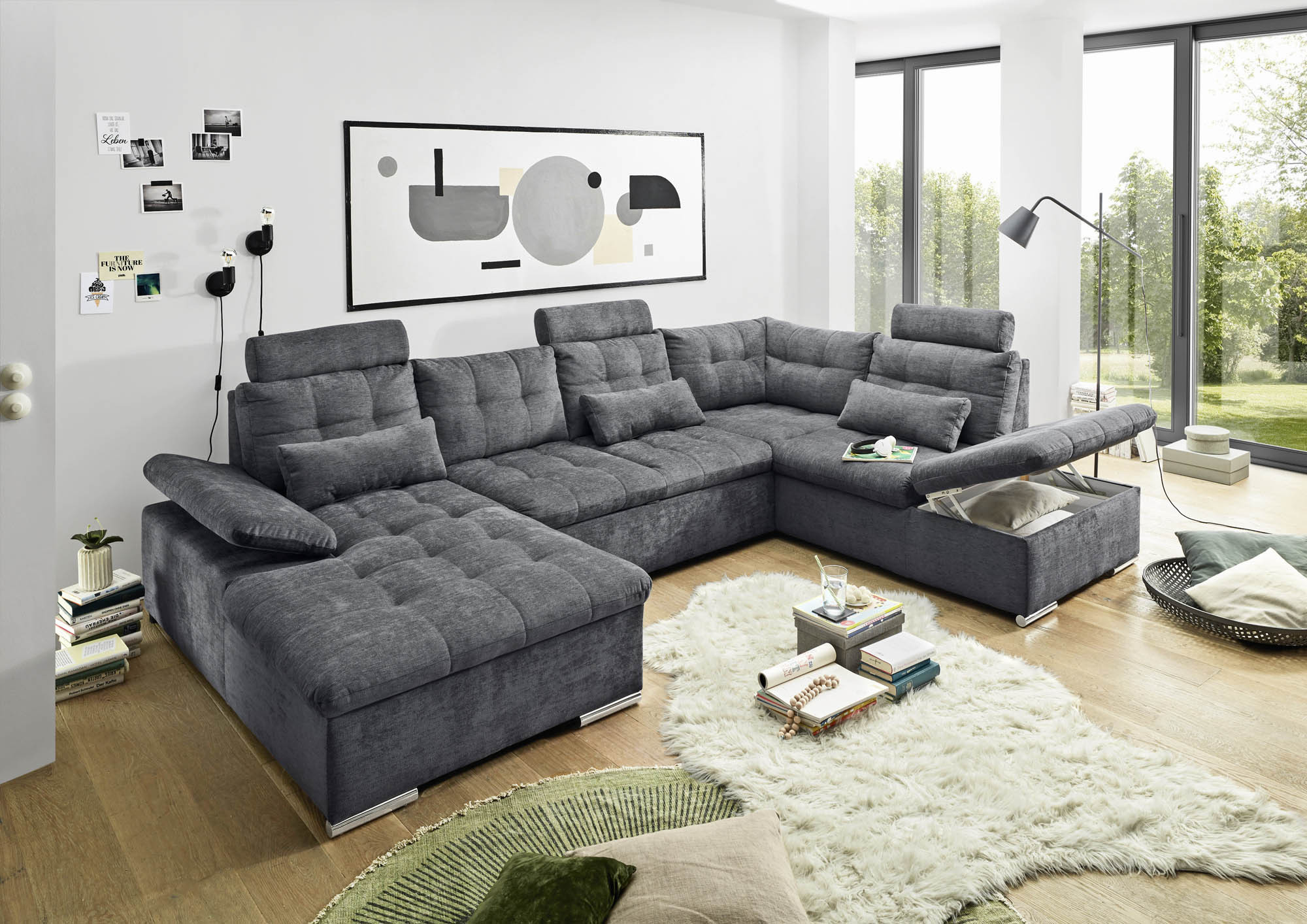 Wohnlandschaft U Form Mit Schlaffunktion Und Bettkasten Grau 324 X 218 Cm  Bert for Wohnlandschaft Mit Bettfunktion Wohnlandschaft U Form Mit Schlaffunktion Und Bettkasten Grau 324 X 218 Cm  Bert for Wohnlandschaft Mit Bettfunktion