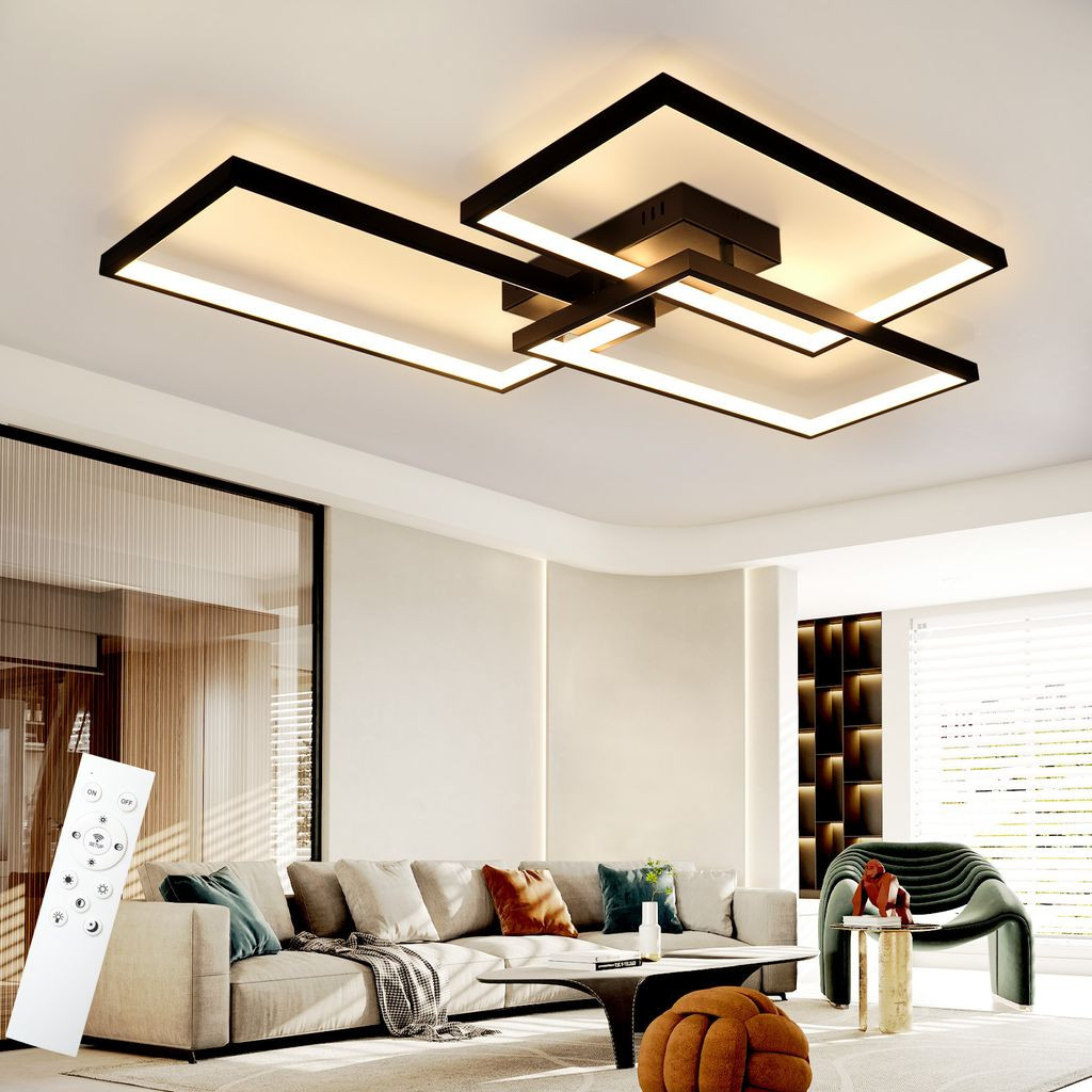 Zmh Led Deckenleuchte Schwarz Dimmbar Mit Fernbedienung Wohnzimmer  Deckenlampe 80Cm 74W Modern Rechteck Metall Für Schlafzimmer Kinderzimmer  Küchen throughout Wohnzimmer Deckenlampe Zmh Led Deckenleuchte Schwarz Dimmbar Mit Fernbedienung Wohnzimmer  Deckenlampe 80Cm 74W Modern Rechteck Metall Für Schlafzimmer Kinderzimmer  Küchen Throughout Wohnzimmer Deckenlampe